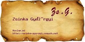 Zsinka Györgyi névjegykártya